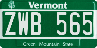 VT license plate ZWB565