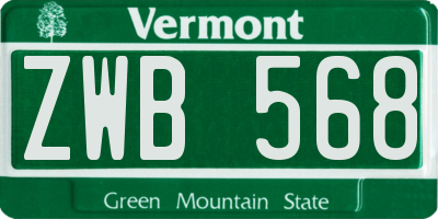 VT license plate ZWB568