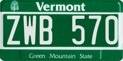VT license plate ZWB570
