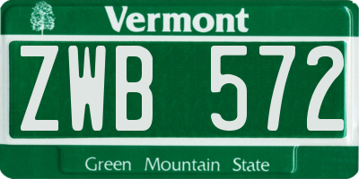 VT license plate ZWB572