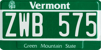 VT license plate ZWB575