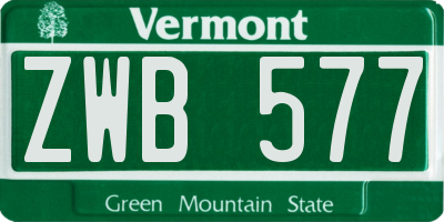 VT license plate ZWB577