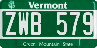 VT license plate ZWB579