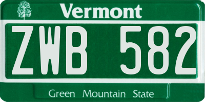 VT license plate ZWB582