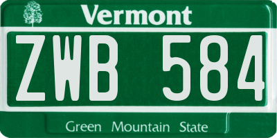 VT license plate ZWB584