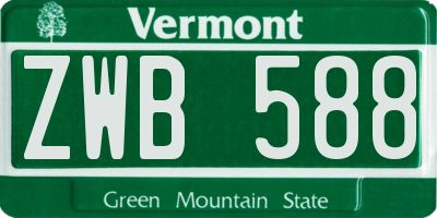 VT license plate ZWB588
