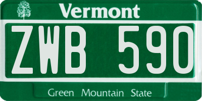 VT license plate ZWB590