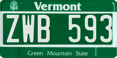 VT license plate ZWB593