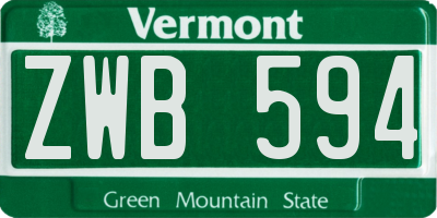 VT license plate ZWB594