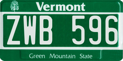 VT license plate ZWB596