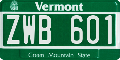 VT license plate ZWB601