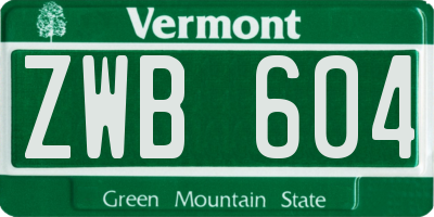 VT license plate ZWB604
