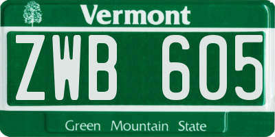 VT license plate ZWB605