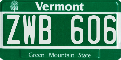 VT license plate ZWB606