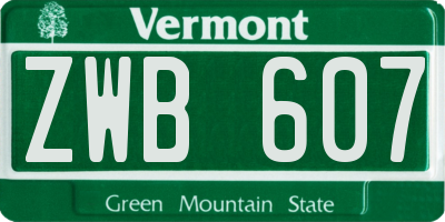 VT license plate ZWB607
