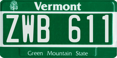 VT license plate ZWB611