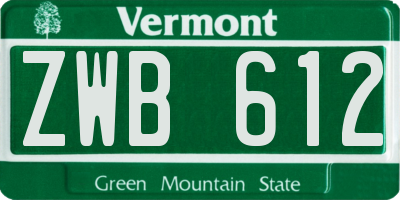 VT license plate ZWB612