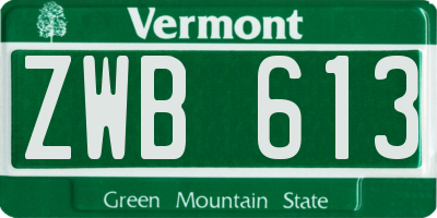 VT license plate ZWB613