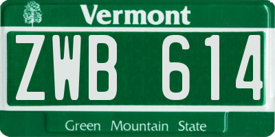 VT license plate ZWB614