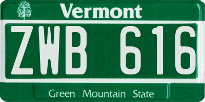 VT license plate ZWB616