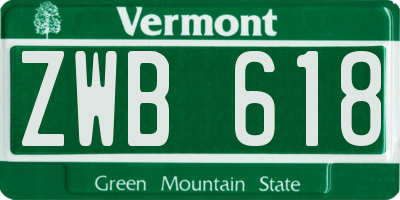 VT license plate ZWB618
