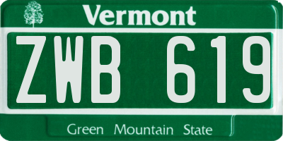 VT license plate ZWB619