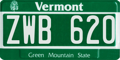 VT license plate ZWB620
