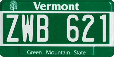 VT license plate ZWB621