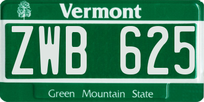 VT license plate ZWB625