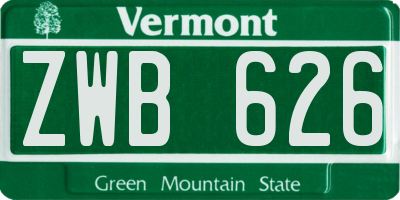 VT license plate ZWB626