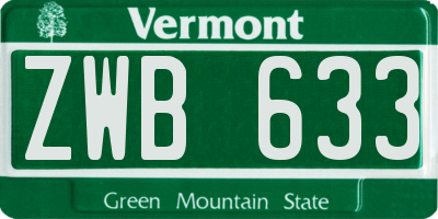 VT license plate ZWB633