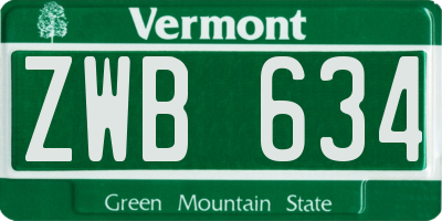 VT license plate ZWB634