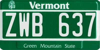 VT license plate ZWB637