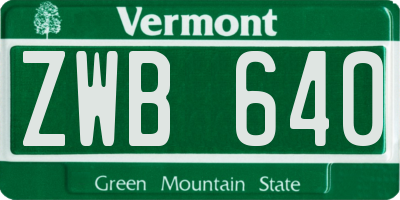VT license plate ZWB640