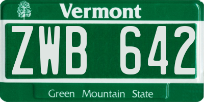 VT license plate ZWB642