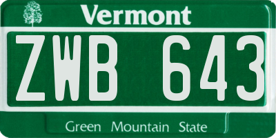 VT license plate ZWB643
