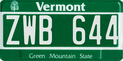 VT license plate ZWB644