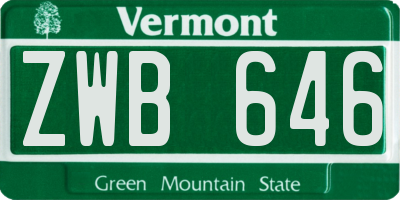 VT license plate ZWB646