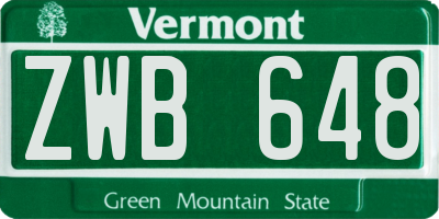 VT license plate ZWB648