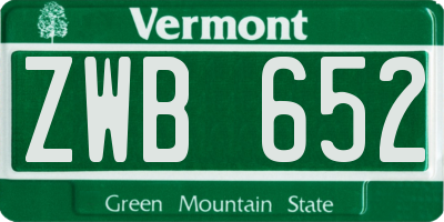 VT license plate ZWB652