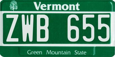 VT license plate ZWB655