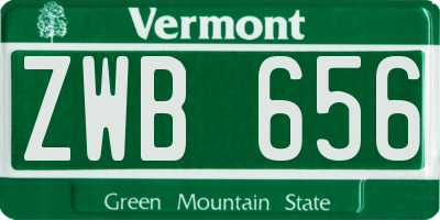 VT license plate ZWB656