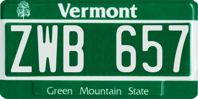 VT license plate ZWB657