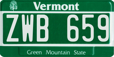 VT license plate ZWB659