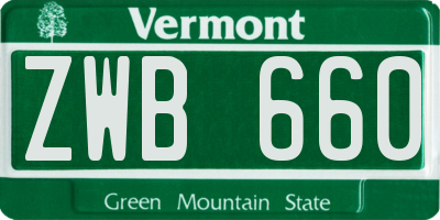 VT license plate ZWB660
