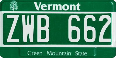VT license plate ZWB662