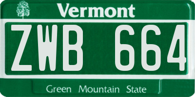 VT license plate ZWB664