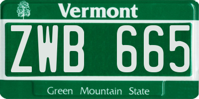 VT license plate ZWB665