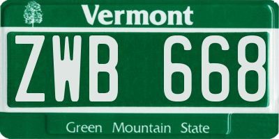 VT license plate ZWB668
