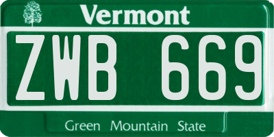 VT license plate ZWB669